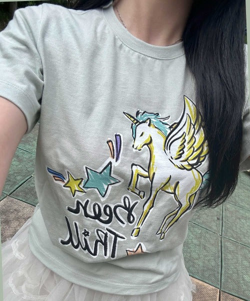 韓國 Beentrill Women's Lovely Unicorn T-Shirt【BL060】
