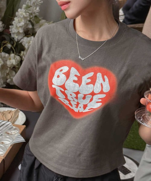 韓國 Beentrill Women's BTR Heart T-Shirt【BL061】