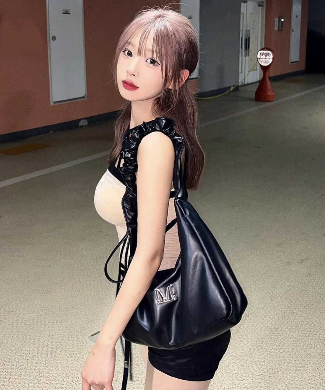 韓國 Mucent Roussel Metal Logo Shirring Cross Bag【MU108】