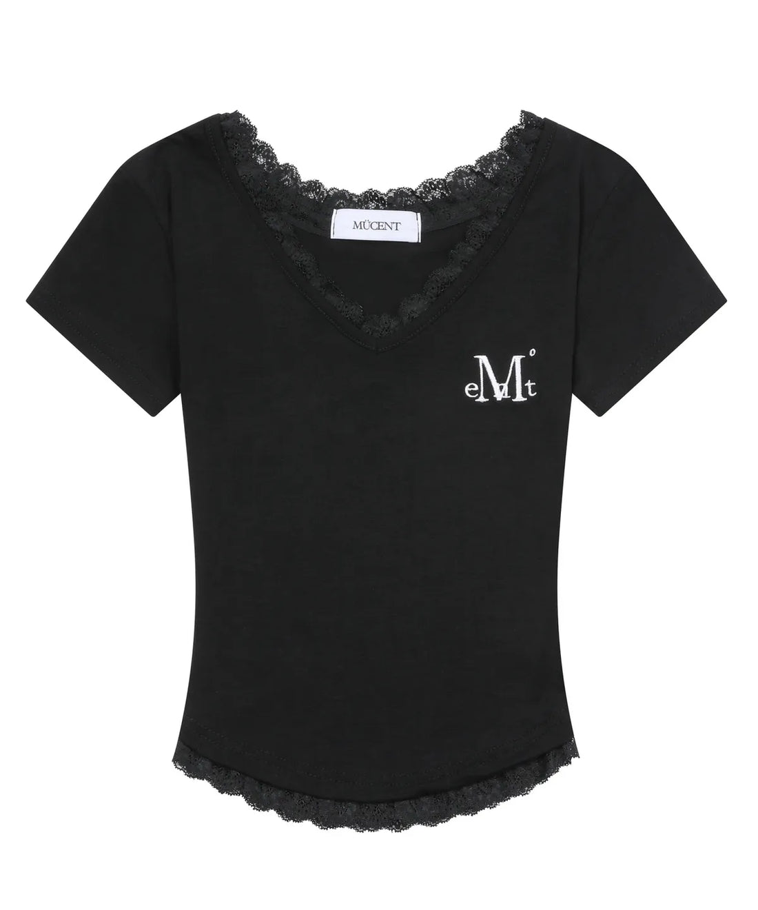 韓國 Mucent Sunnior Lace V-Neck Half T-Shirt【MU027】