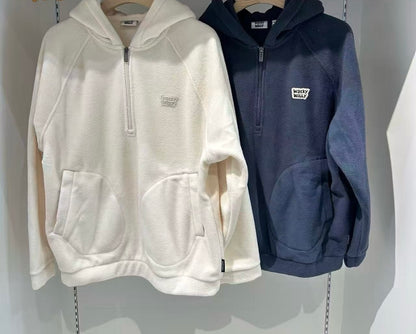 韓國 Wacky Willy Fleece Hooded Half Zip-Up【WW095】