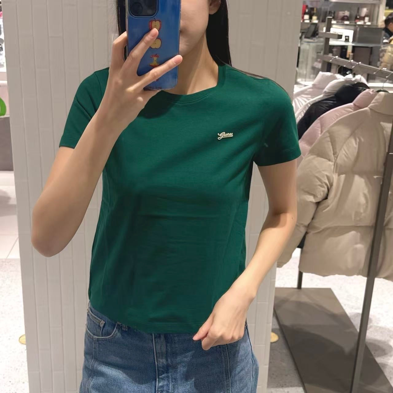 韓國 Guess Women's Mini Guess Flowing Short Sleeve T-Shirt【GU017】