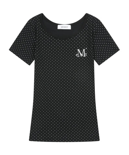 韓國 Mucent Poit Dot Midi Slim Fit Half T-Shirt【MU031】