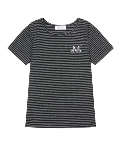 韓國 Mucent Nable U-Neck Stripe Half T-Shirt【MU030】