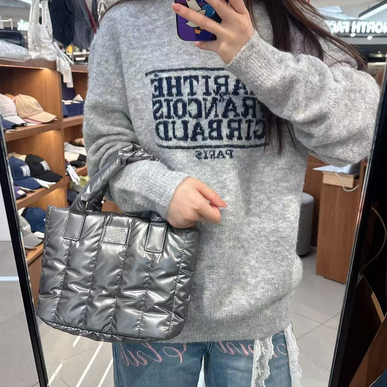 韓國 Marithe Francois Girbaud Classic Logo Matt Metallic Padding Bag【MF777】