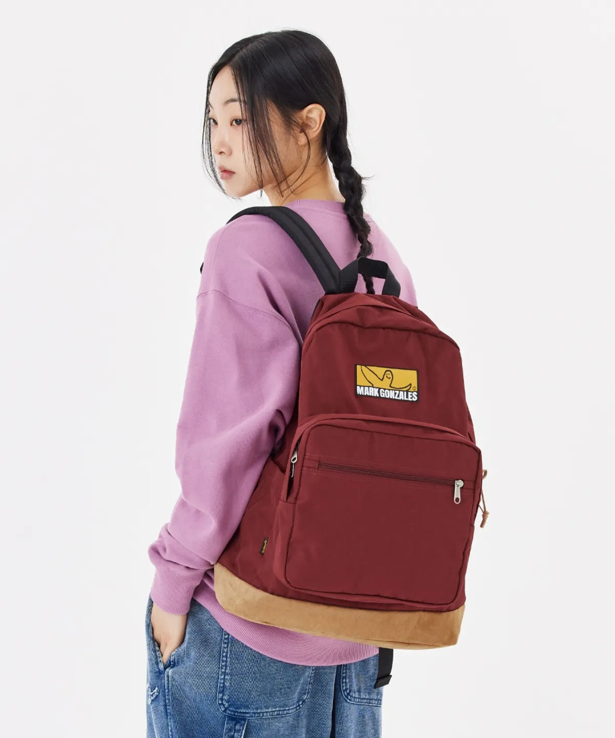 韓國 Mark Gonzales Box Logo Suede Backpack【MG025】