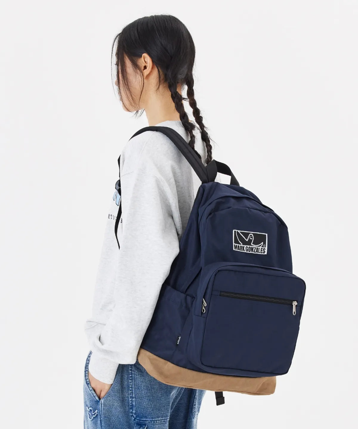 韓國 Mark Gonzales Box Logo Suede Backpack【MG025】