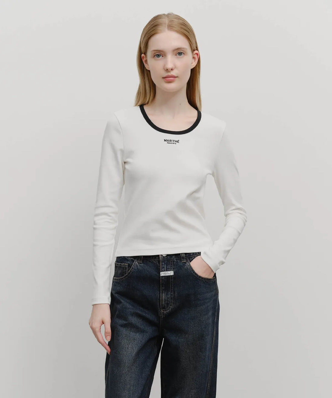 韓國 Marithe Francois Girbaud W Deep Neck Long Sleeve【MF627】