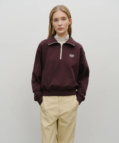 韓國 Marithe Francois Girbaud W Classic Logo Half Zipup Crop Sweatshirt【MF663】