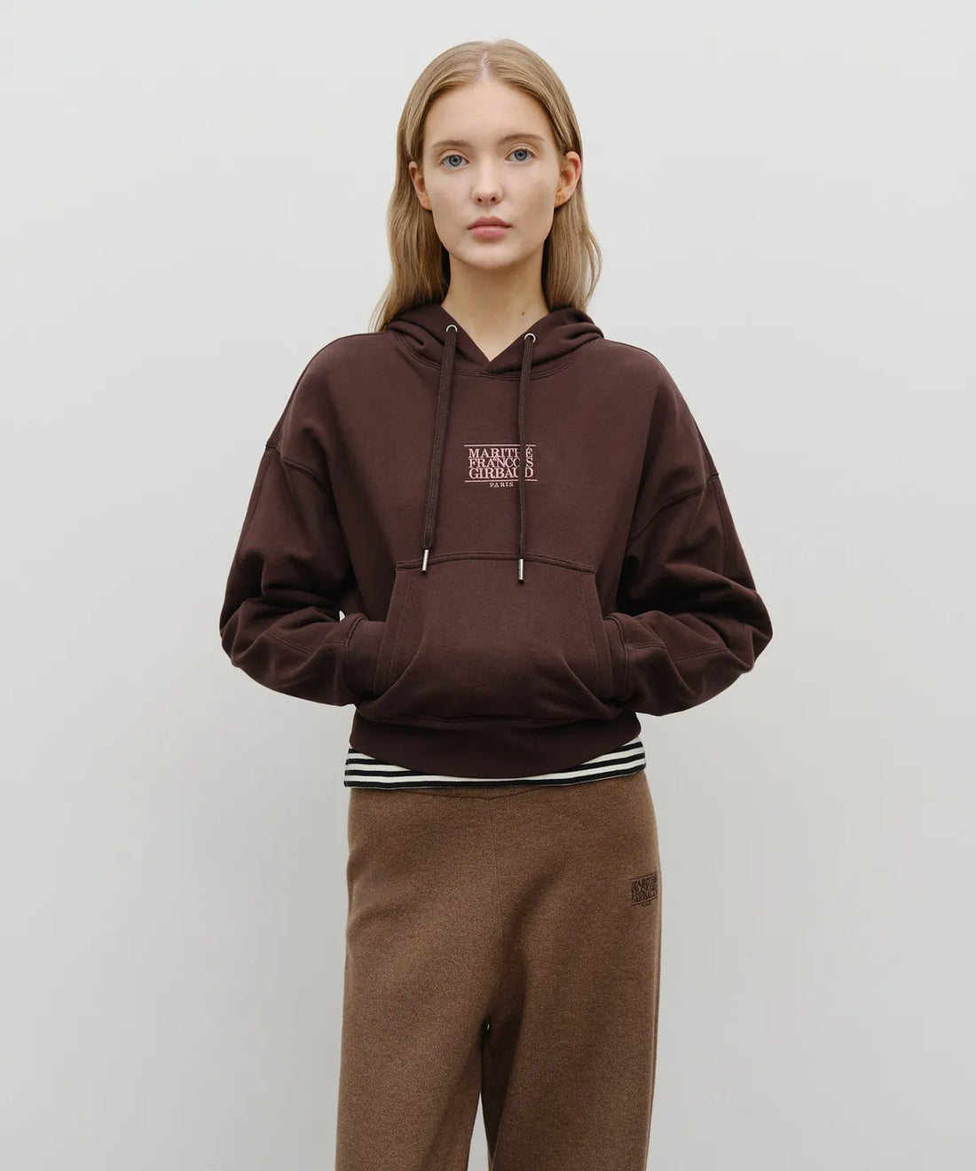 韓國 Marithe Francois Girbaud W Small Classic Logo Crop Hoodie 【MF683】
