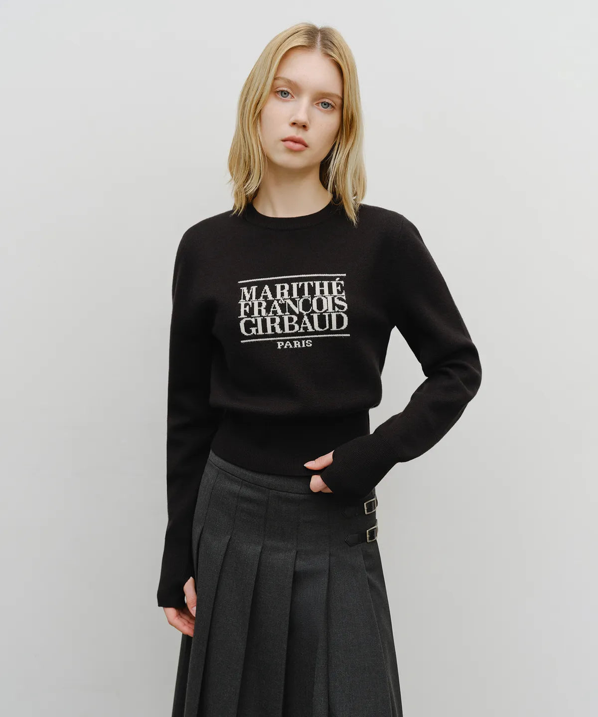 韓國 Marithe Francois Girbaud W Classic Logo Crop Knit【MF664】