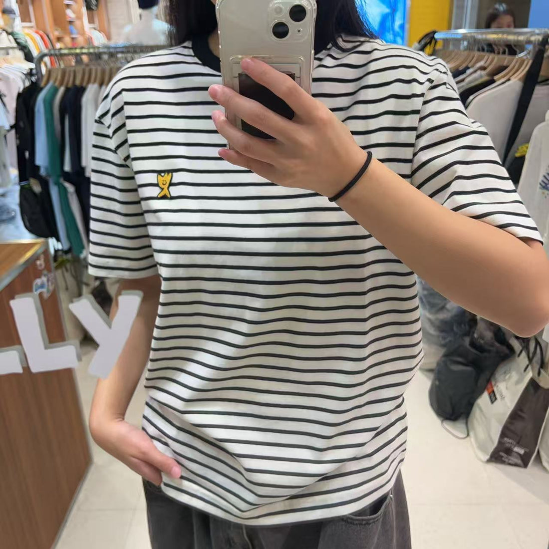 韓國 Wacky Willy Kiki Wappen Stripe Short Sleeve T-Shirt【WW009】