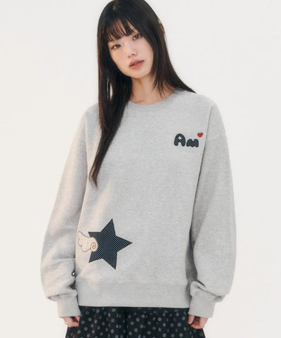 韓國 Ambler Angel Of The Stars Applique Sweatshirt【AR003】