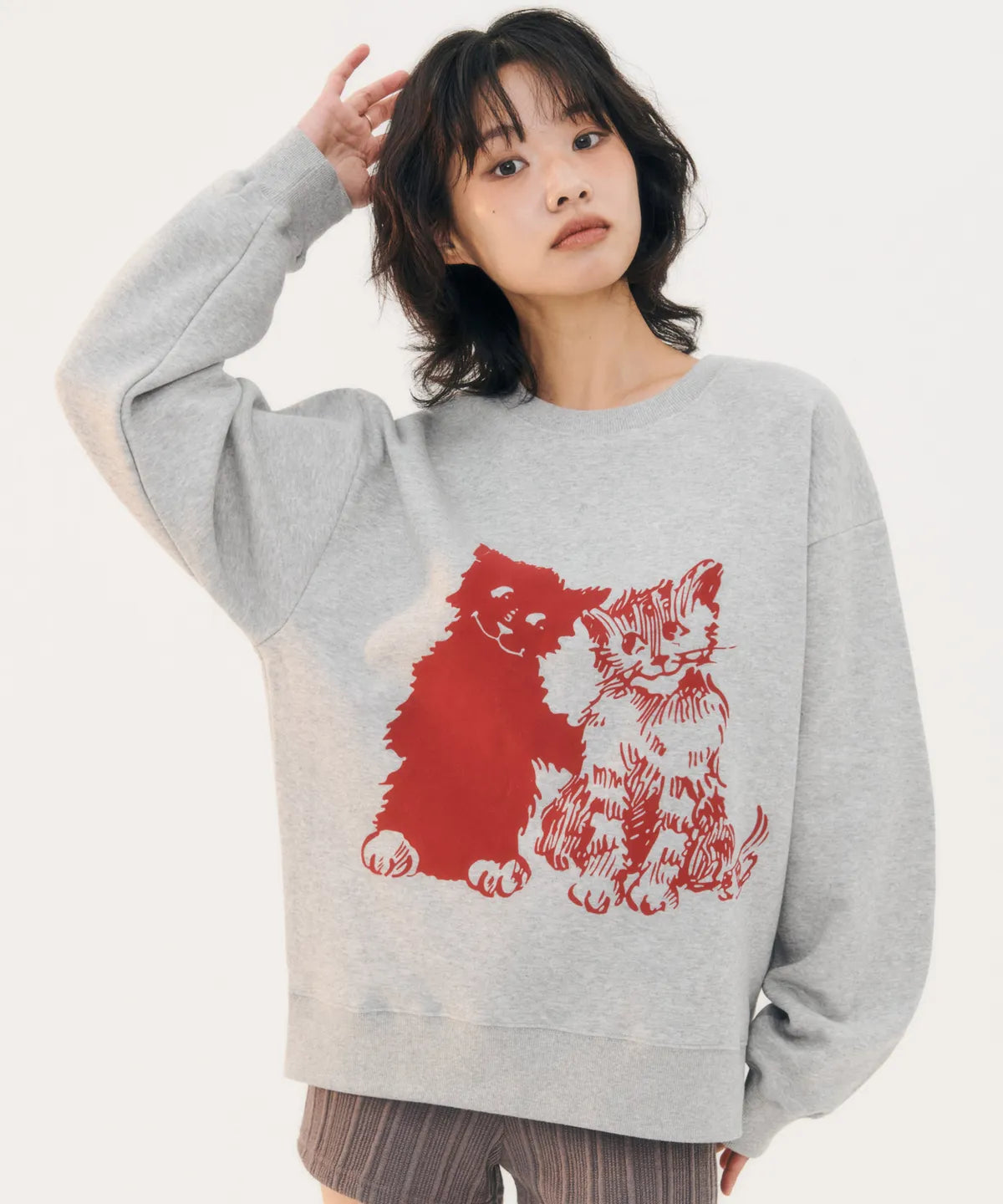 韓國 Ambler Like Cat Flocking Sweatshirt【AR008】