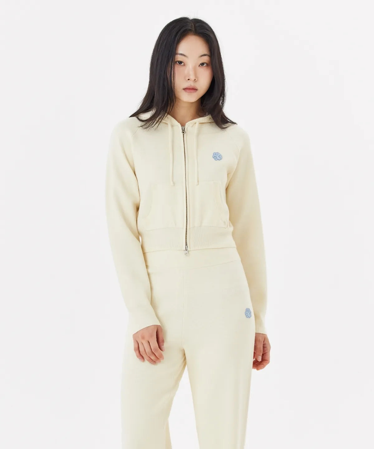 韓國 Mark Gonzales Women's Club Hooded Zip-Up Knit Cardigan【MG001】