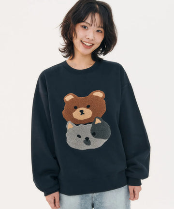 韓國 Ambler Cat&Bear Buckle Sweatshirt【AR012】