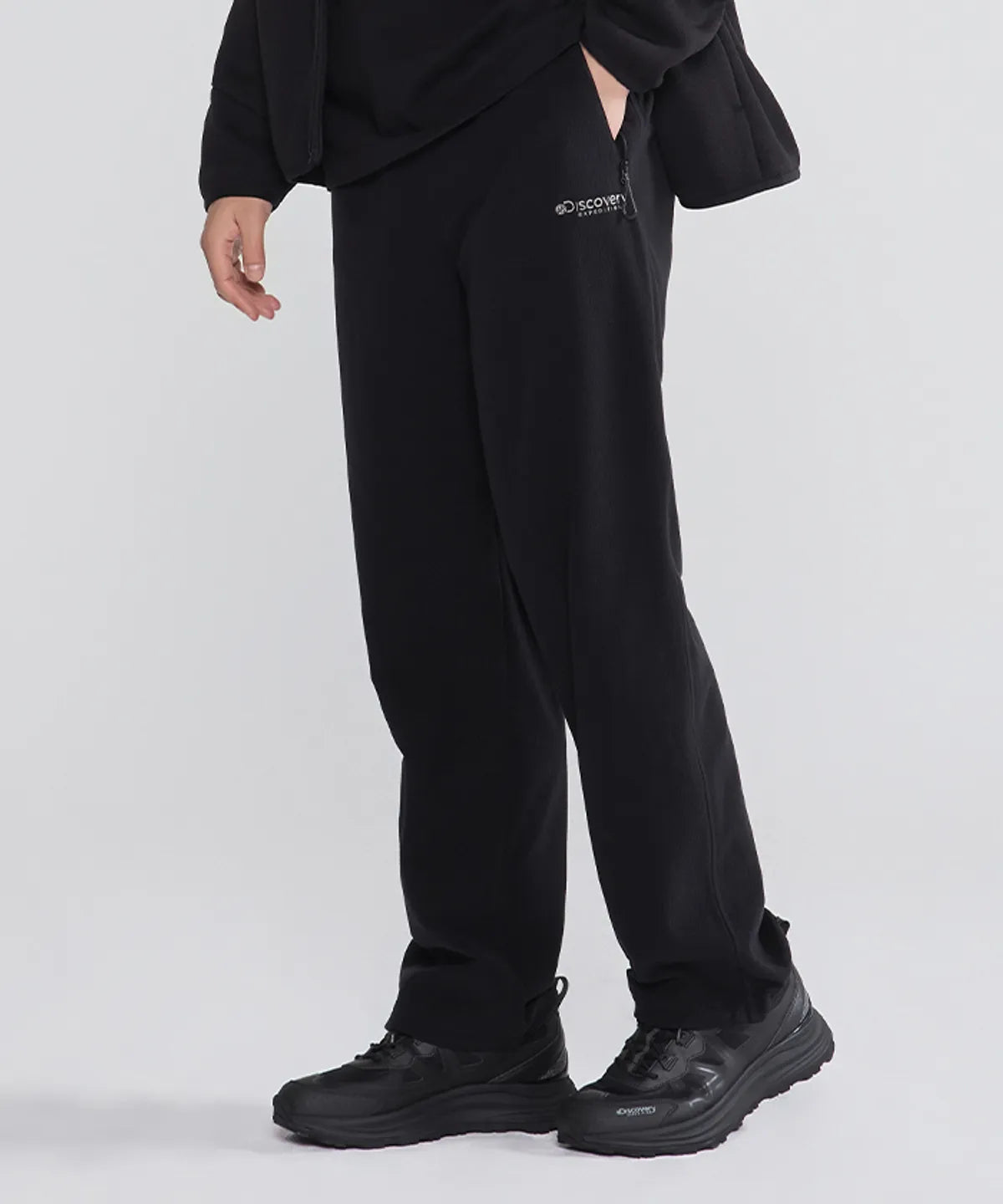 韓國 Discovery Men's Grid Fleece Woven Hybrid String Pants【DY257】