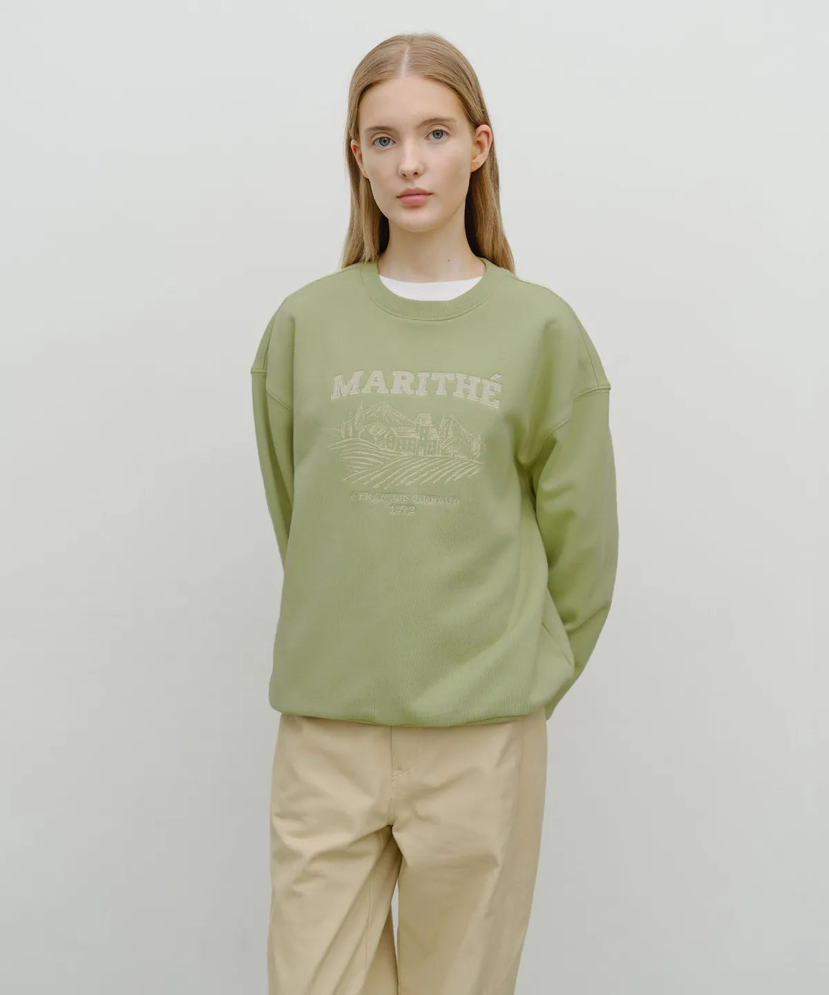 韓國 Marithe Francois Girbaud Winery Applique Logo Over Fit Sweatshirt【MF672】