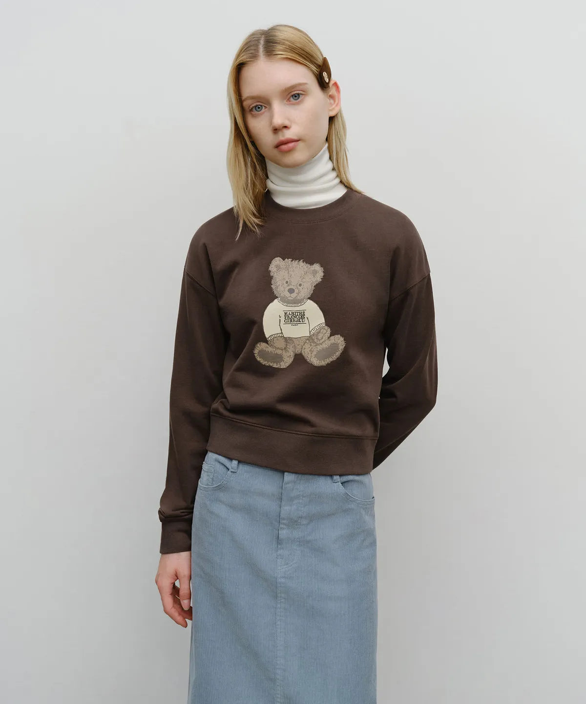 韓國 Marithe Francois Girbaud W Doodle Bear Crop Sweatshirt【MF656】