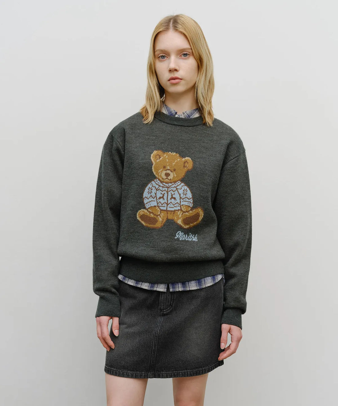 韓國 Marithe Francois Girbaud Doodle Bear Knit Pullover【MF673】