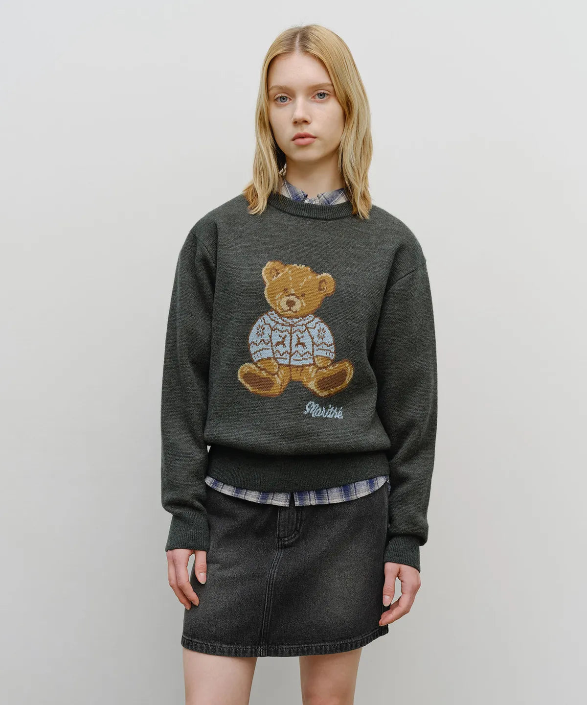 韓國 Marithe Francois Girbaud Doodle Bear Knit Pullover【MF673】