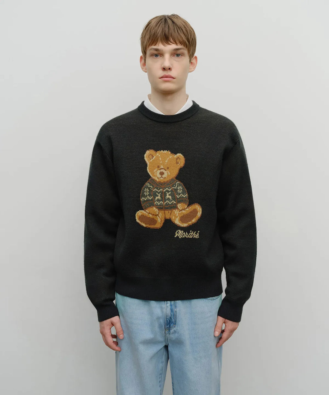 韓國 Marithe Francois Girbaud Doodle Bear Knit Pullover【MF673】