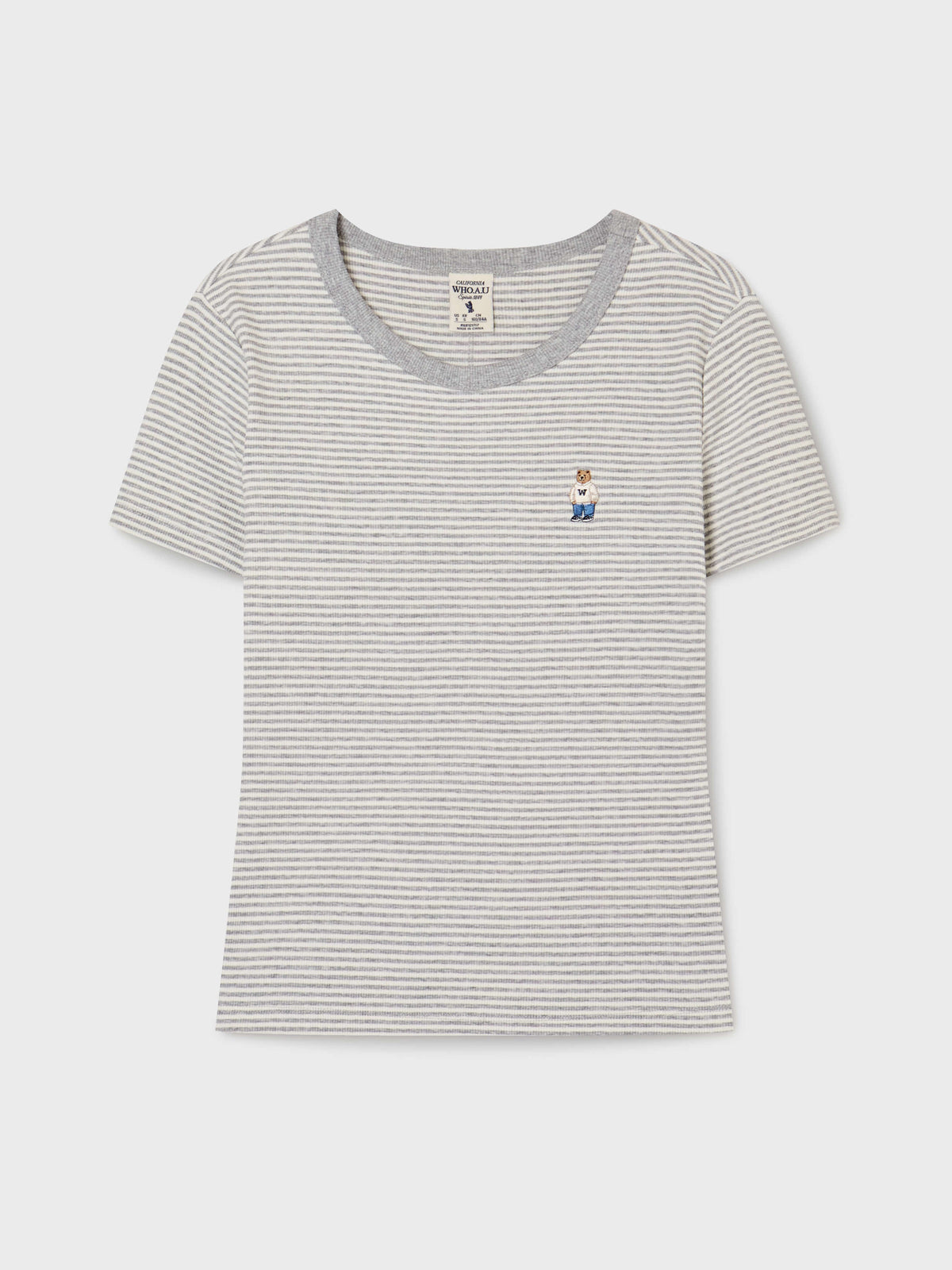 韓國 WhoAU Steve Ribbed Short Sleeve T-shirt【WA268】