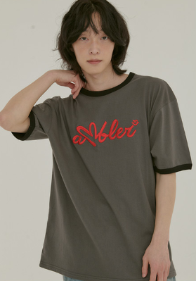 韓國 Ambler Sensitive Embroidery Ringer Short Sleeve T-Shirt【AR103】