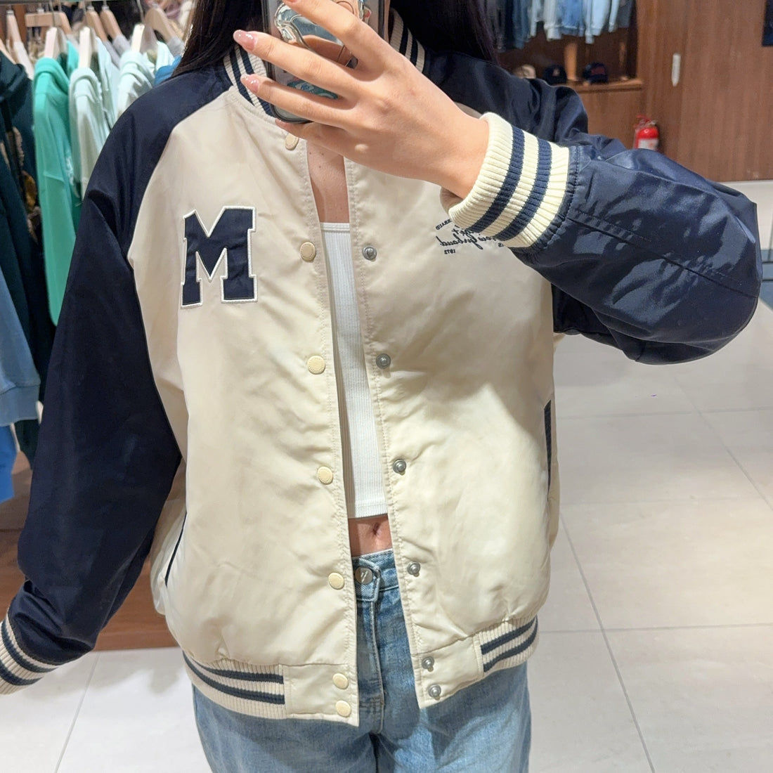 韓國 Marithe Francois Girbaud NYLON COLOR BLOCK BASEBALL JACKET【MF346】