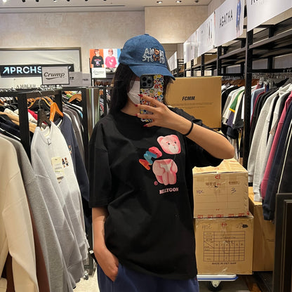 韓國 Ambler x Belly Bear Unisex Belly ballon Overfit Short Sleeve T-shirt【AR014】 - STT Mall HK 靚太網購