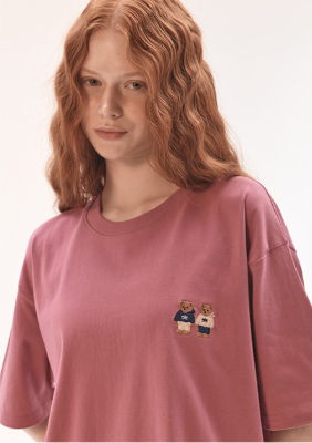 韓國 Ambler Twinlook Bear Embroidery Short Sleeve T-shirt【AR100】