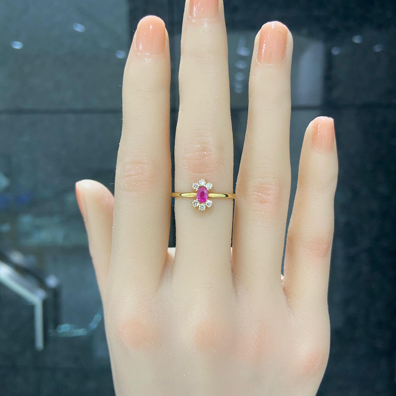 日本直送 小花紅寶鑽石戒指【JS382】