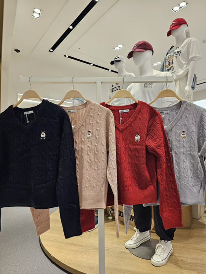 韓國 SPAO Cable V-neck Crop Sweater【SP210】