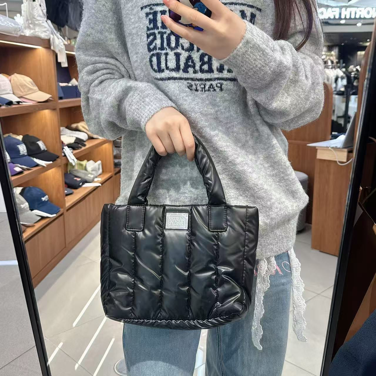 韓國 Marithe Francois Girbaud Classic Logo Matt Metallic Padding Bag【MF777】