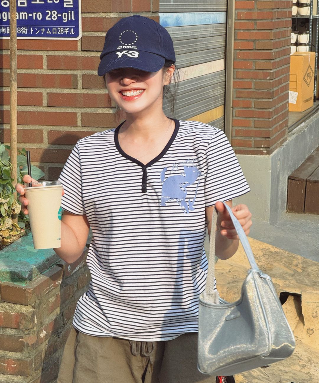 韓國 Beentrill Women's Cat Stripe T-Shirt【BL065】