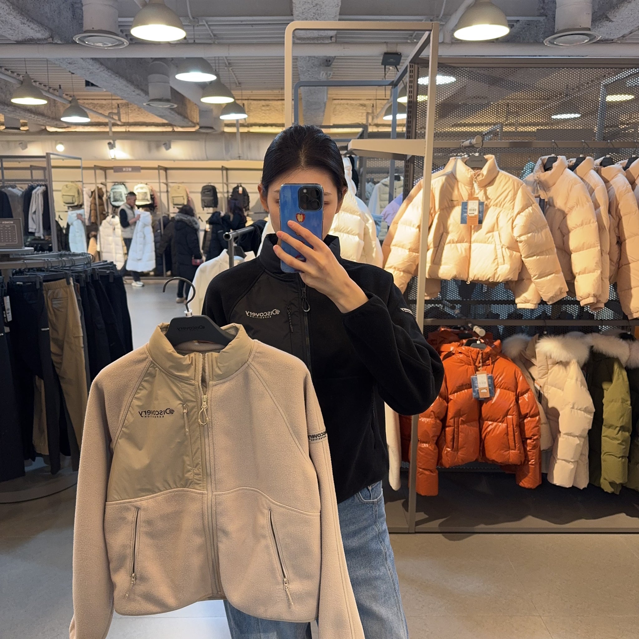 韓國 Discovery Women's Woven Hybrid Fleece Jacket【DY189】