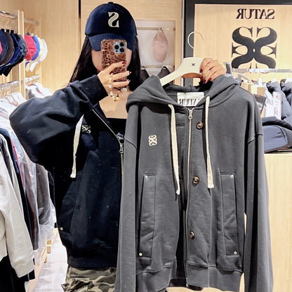 韓國 Satur Theo Cotton All Day Hooded Zip-Up【SR231】