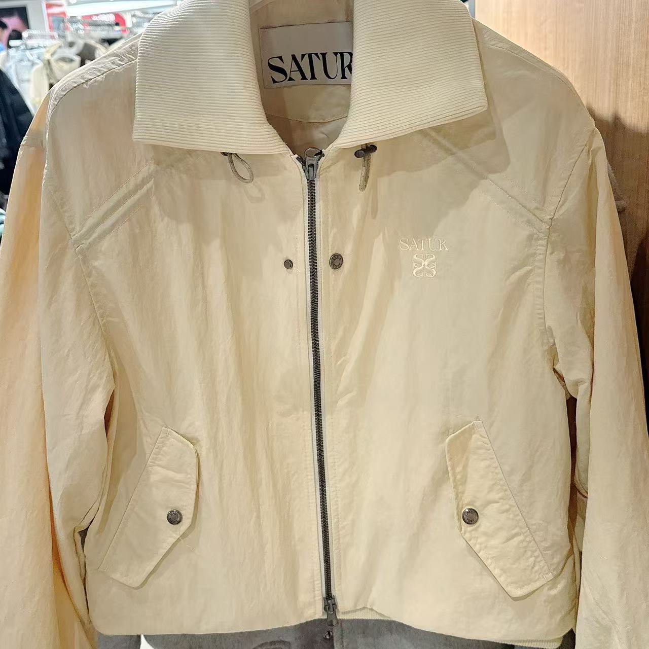 韓國 Satur (W) Maroon Nylon Crop Bomber Jacket【SR130】