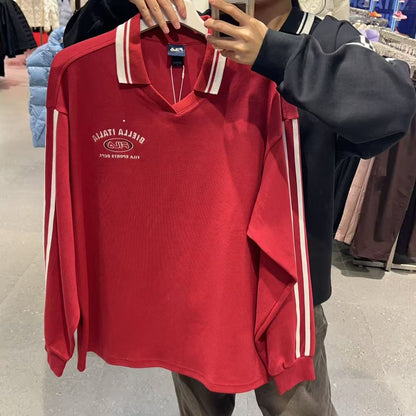 韓國 FILA Unisex Small Logo Collar Long Sleeve【FA034】