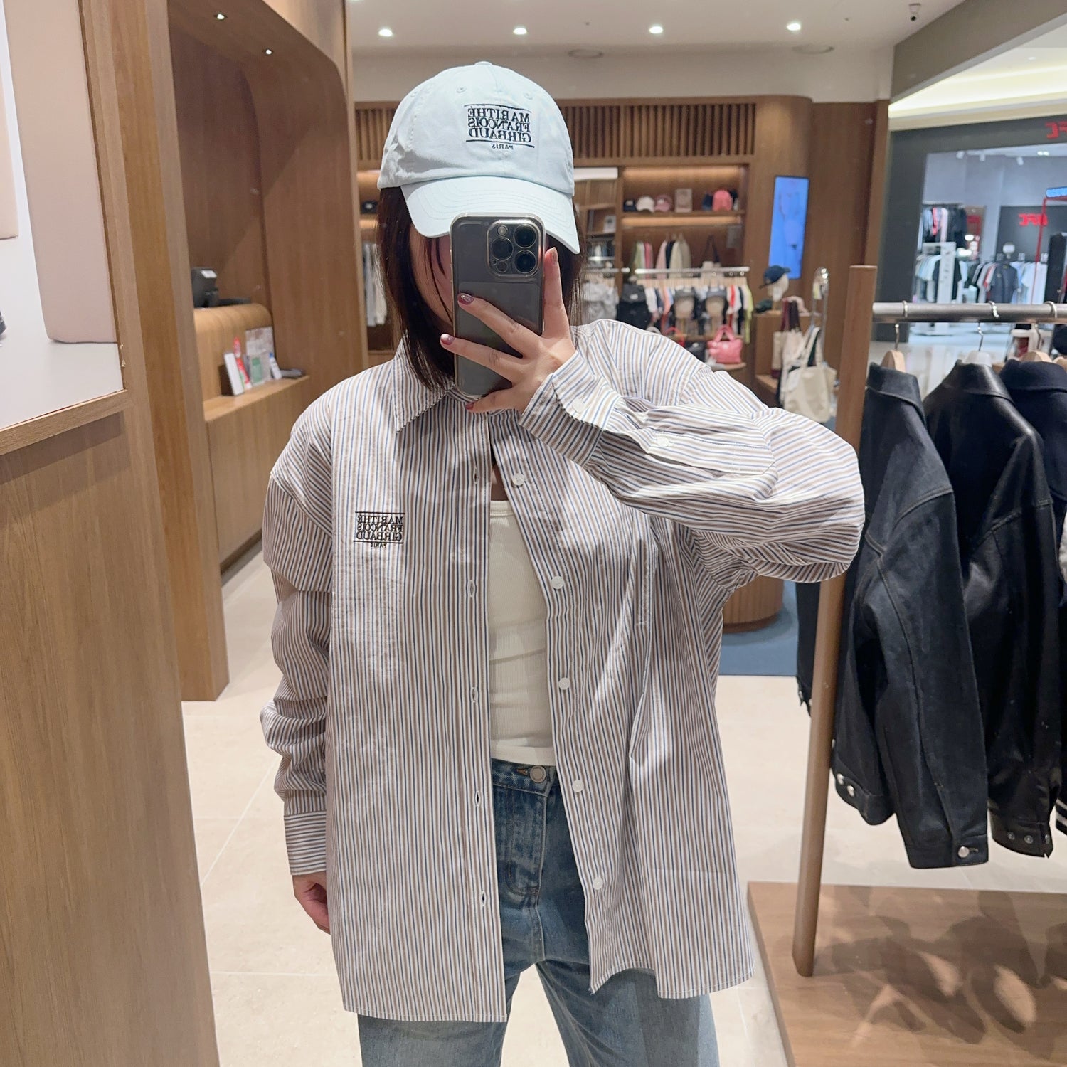 韓國 Marithe Francois Girbaud Over Fit Uni Stripe Shirt 【MF292】