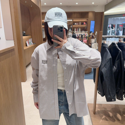 韓國 Marithe Francois Girbaud Over Fit Uni Stripe Shirt 【MF292】