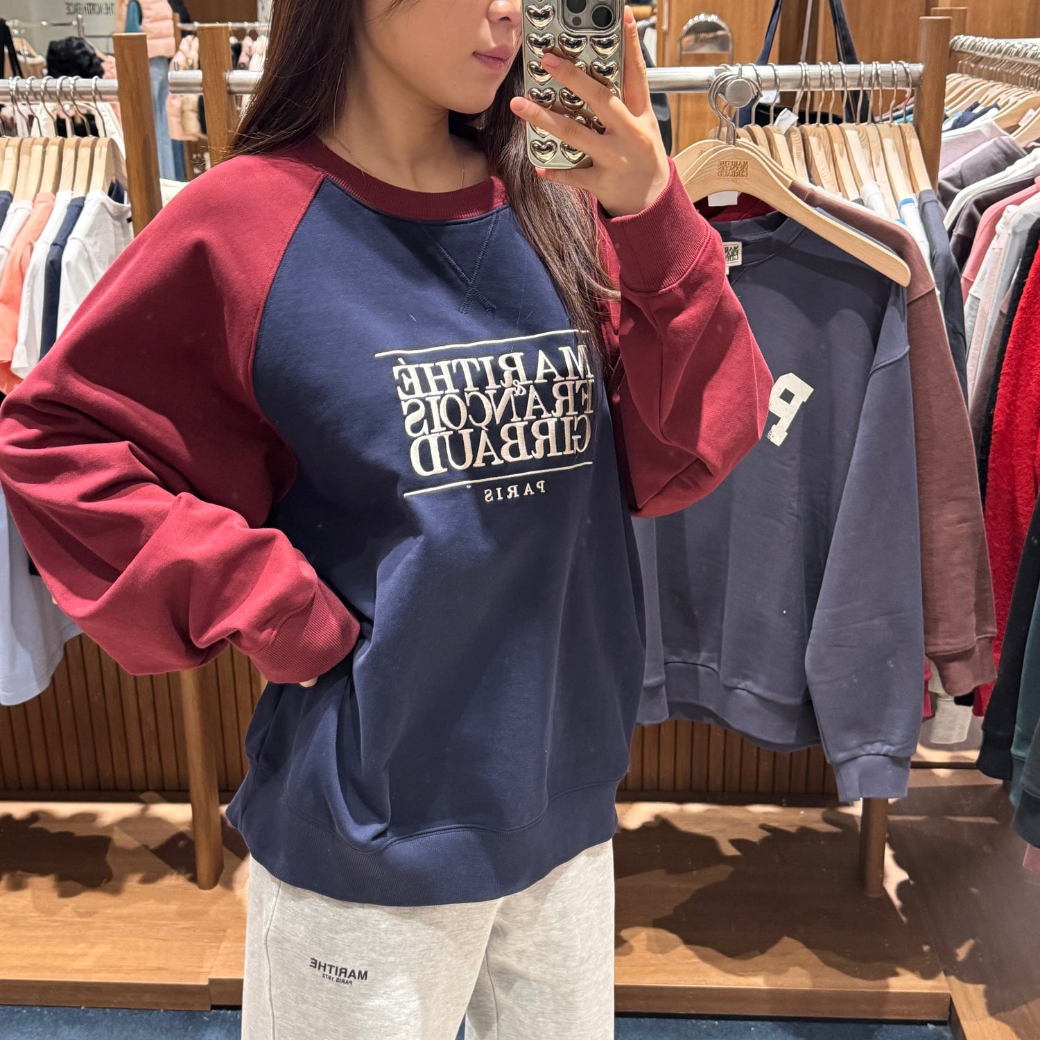 韓國 Marithe Francois Girbaud CLASSIC LOGO COLOR BLOCK RAGLAN SWEATSHIRT【MF117】 - STT Mall HK 靚太網購