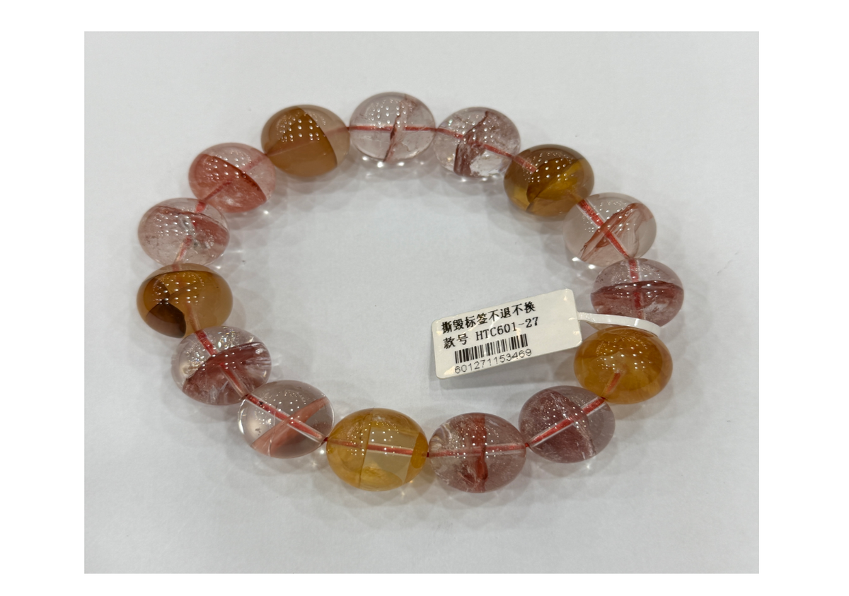 半盆紅黃膠花手串15mm+【SE751】