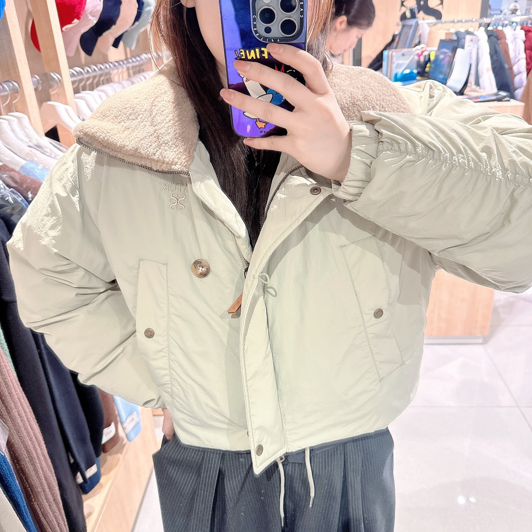 韓國 Satur Wide Collar Crop Padded Jacket【SR174】