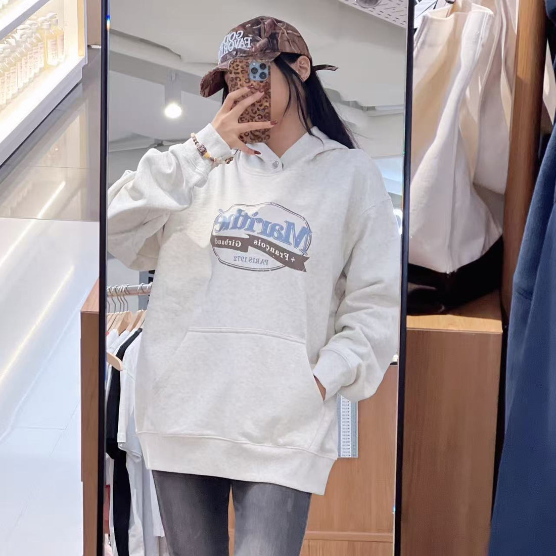 韓國 Marithe Francois Girbaud Vintage Stamp Graphic Hoodie (Brushed)【MF763】