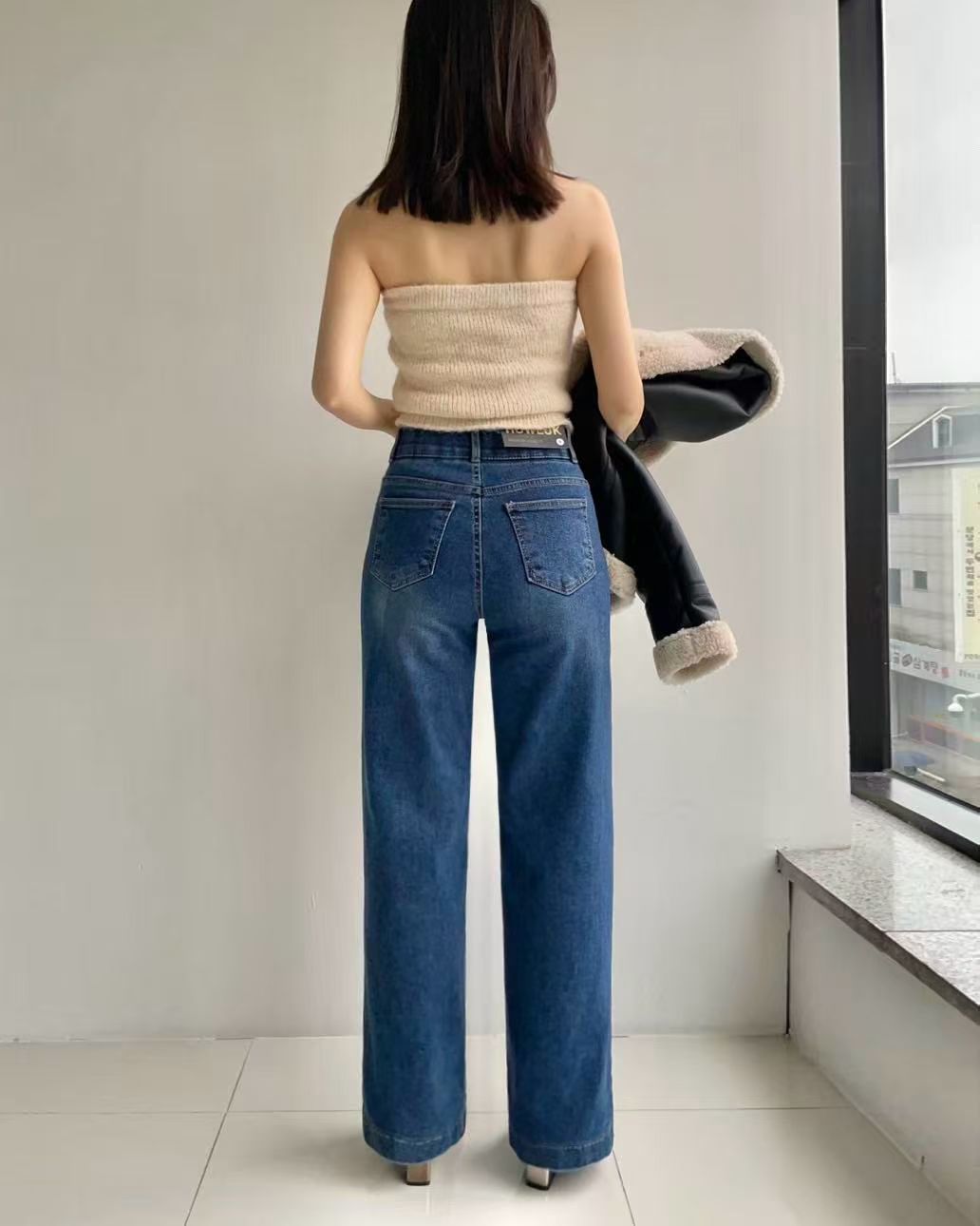 韓國 HowLuk 牛仔褲 刷薄毛  (冬季款)【H2551】