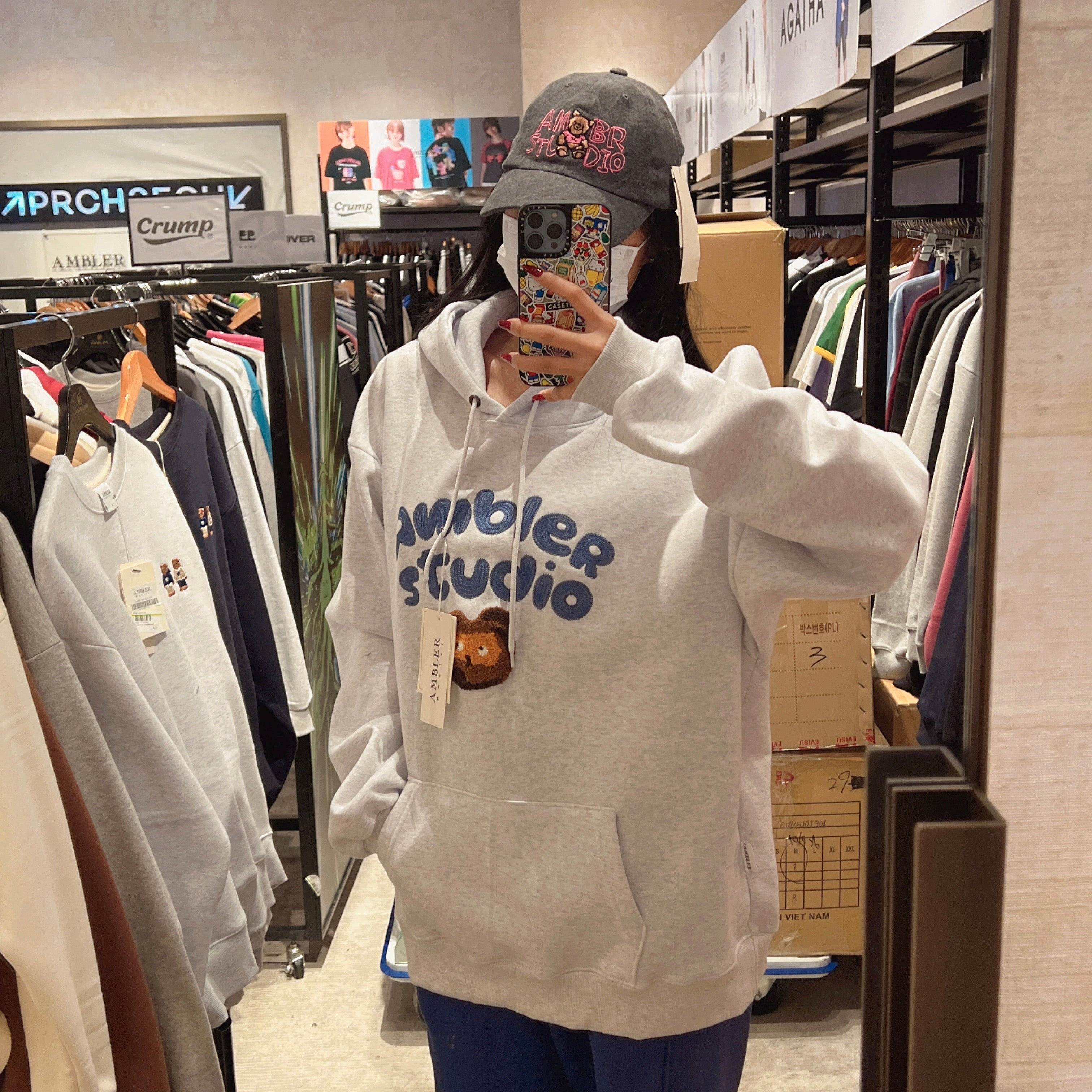 韓國 Ambler Lighting bear Overfit Fleece Hoodie【AR035】 - STT Mall HK 靚太網購