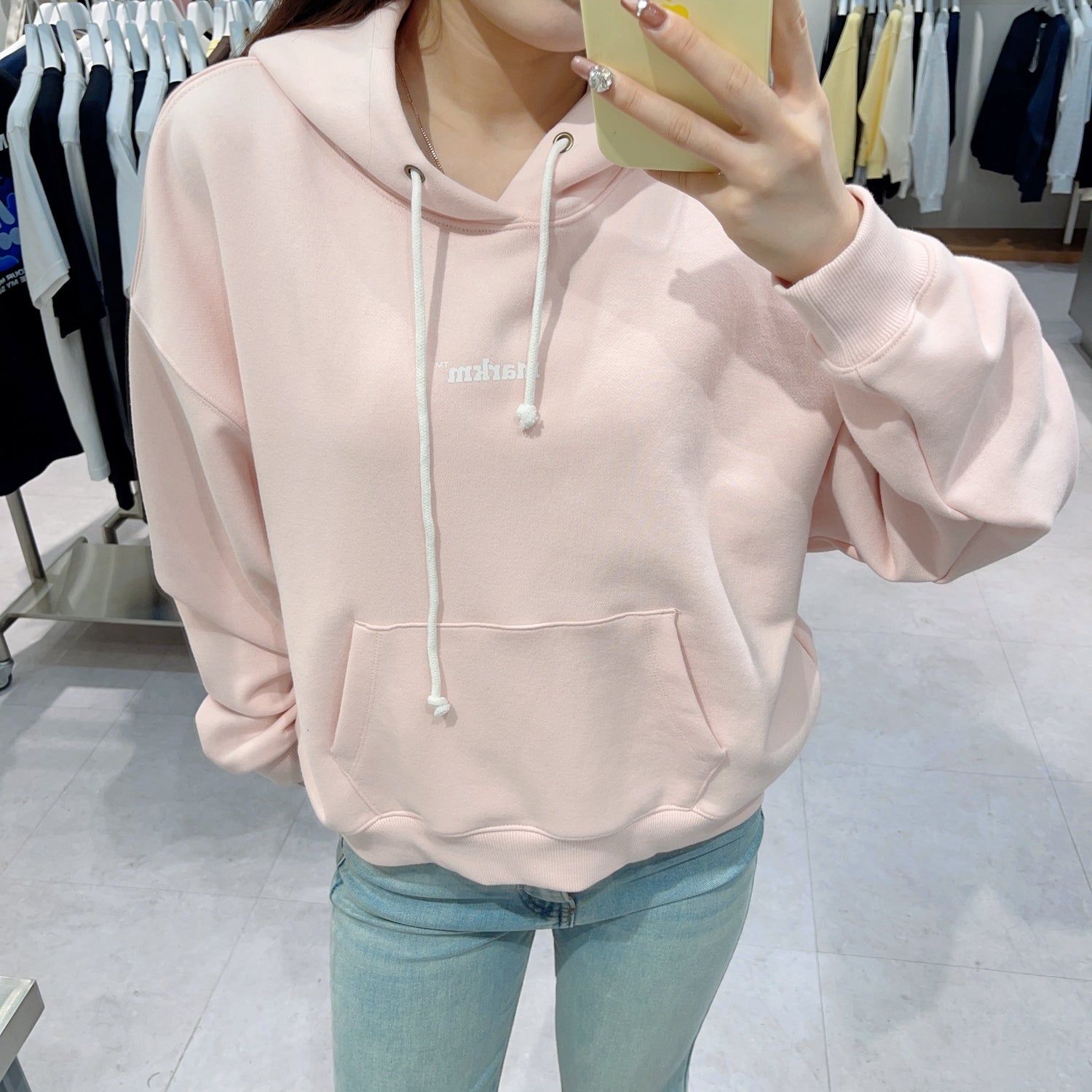 韓國 Markm (W) SMALL LOGO LOOSE-FIT HOODIE【MA096】