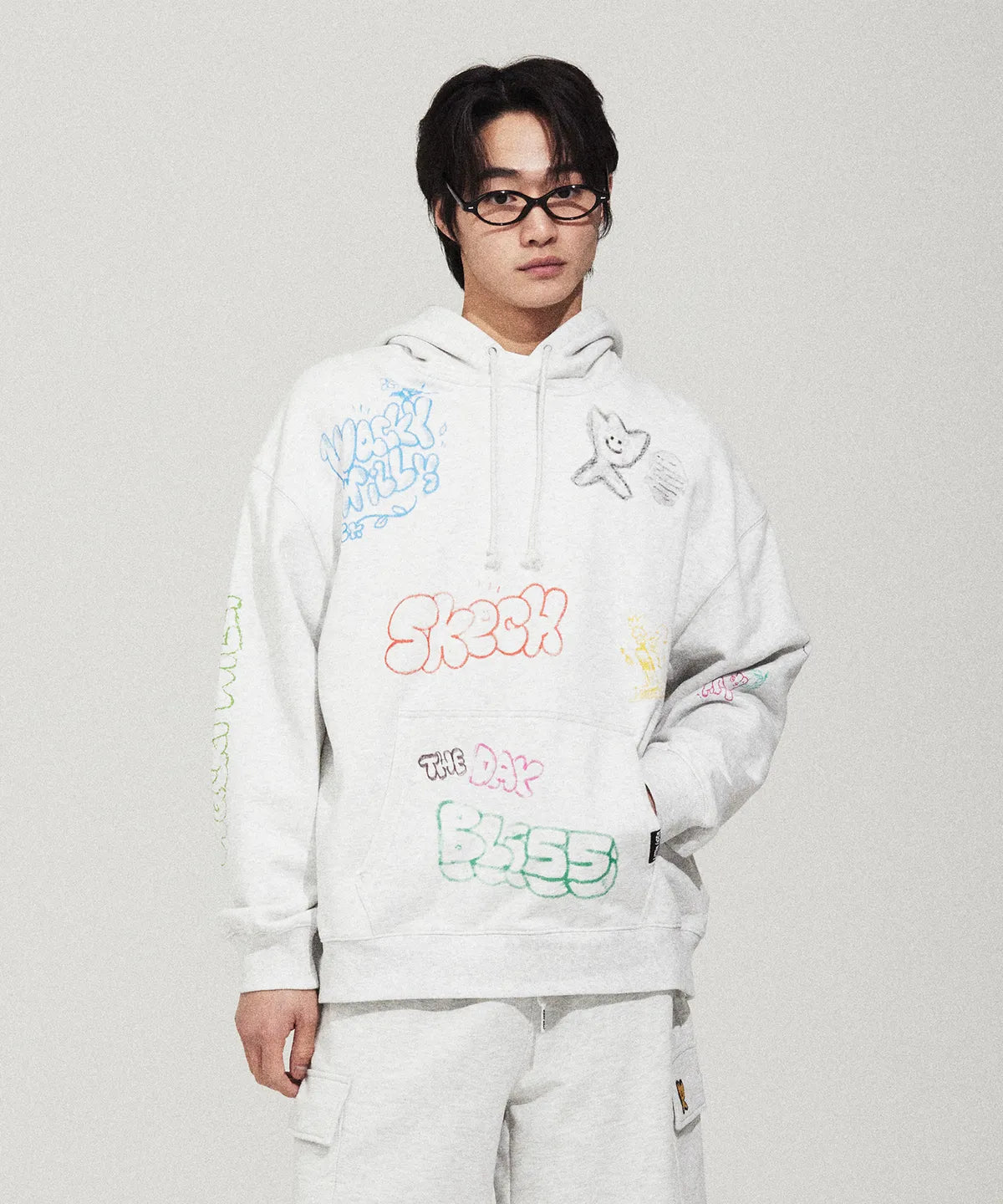 韓國 Wacky Willy Drawing Graphic Hooded Sweatshirt【WW123】