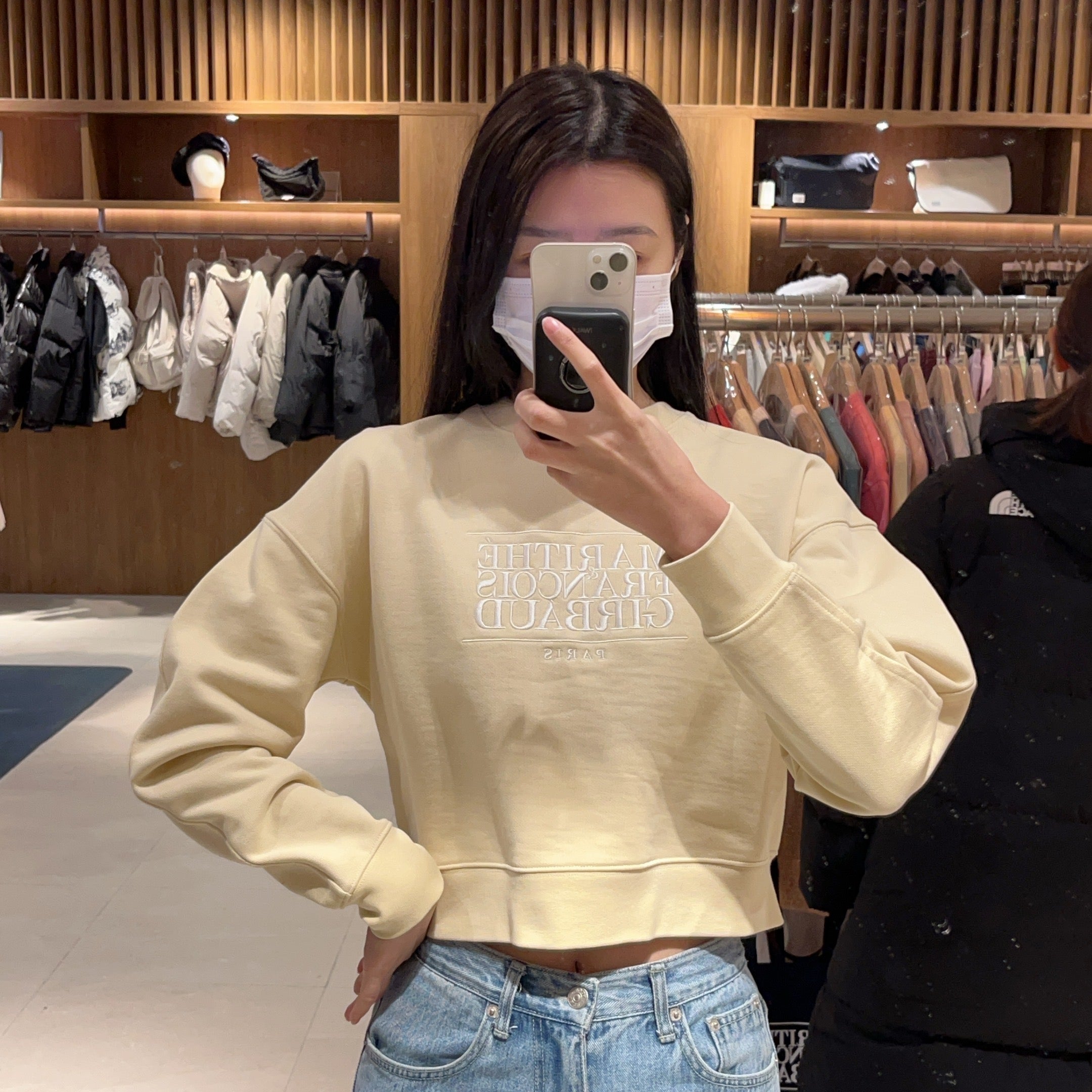 韓國 Marithe Francois Girbaud W Classic Logo Crop Sweatshirt 【MF259】